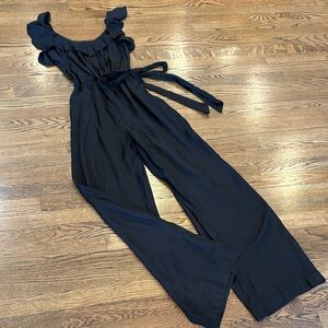 SINE Women’s Black Ruffle Shoulder Jumpsuit with Tie Waist, 2